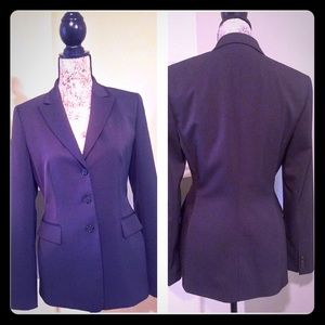 Tahari Brown Three Button Dawn Jacket Blazer SZ 4